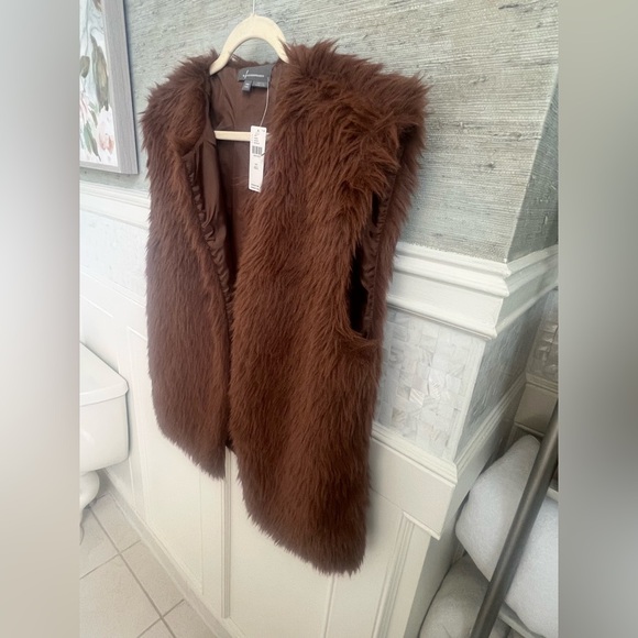 NWT new OS one size fits all Anthropologie faux fur midi vest brown S M L XL - Picture 11 of 17